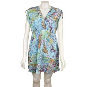Lauren Ralph Lauren Tropical Beach Cover Up Dress Floral  Blue